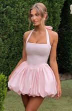 Blush Puffball Mini Dress – Cute Feminine Party Dress | Meave & Ivy