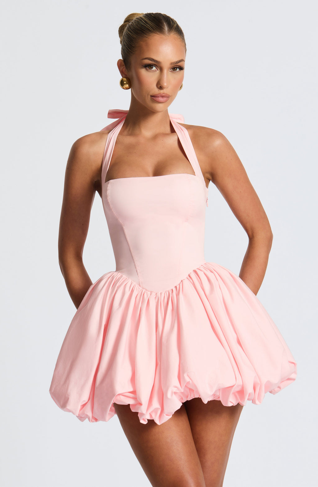 Blush Puffball Mini Dress – Cute Feminine Party Dress | Meave & Ivy