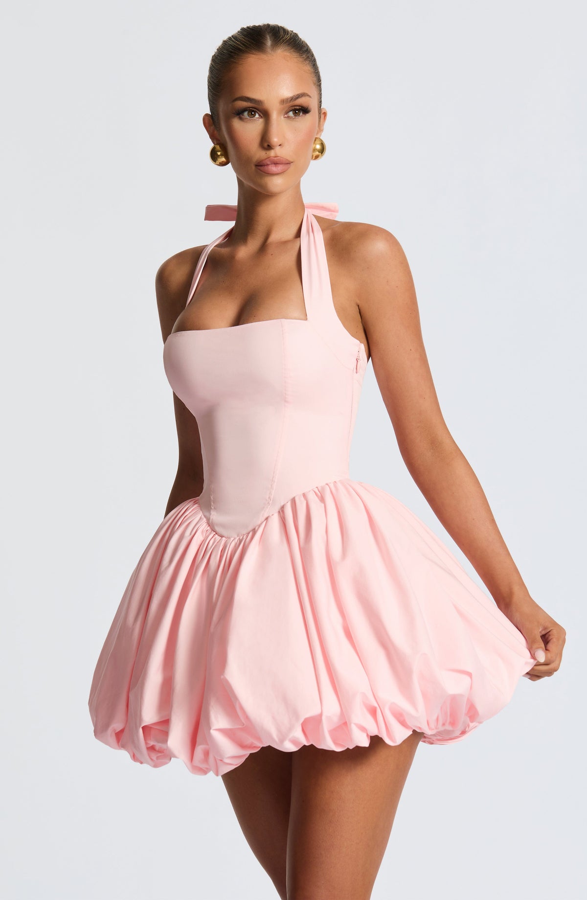 Blush Puffball Mini Dress – Cute Feminine Party Dress | Meave & Ivy