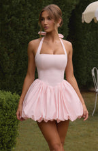 Blush Puffball Mini Dress – Cute Feminine Party Dress | Meave & Ivy