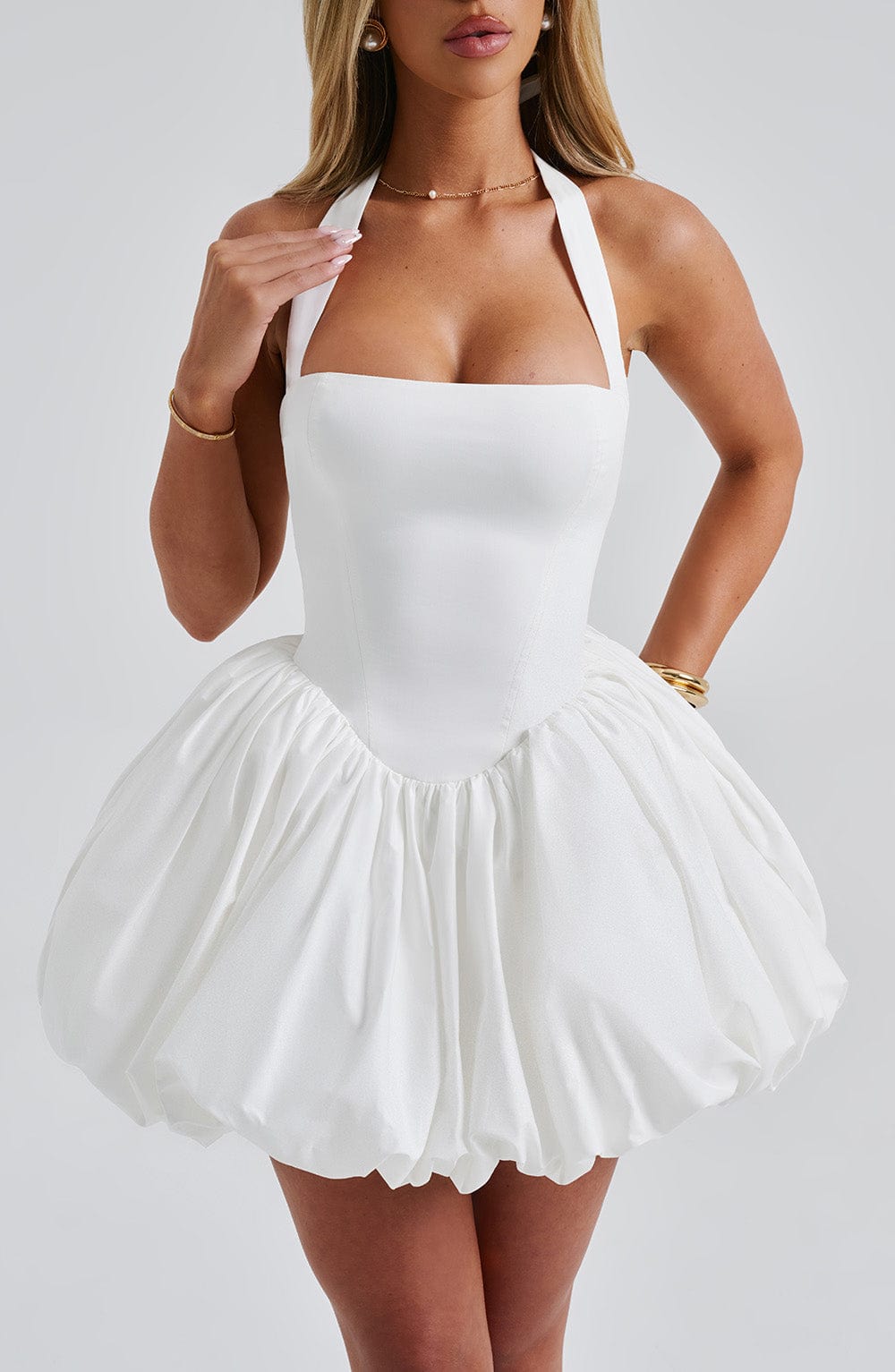 Ivory Puffball Mini Dress – Cute Bridal Party Dress | Meave & Ivy