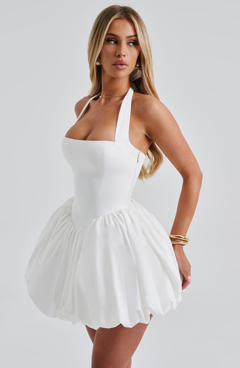 Ivory Puffball Mini Dress – Cute Bridal Party Dress | Meave & Ivy