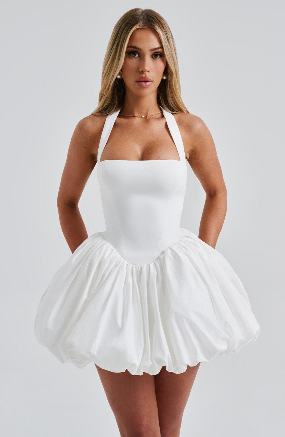 Ivory Puffball Mini Dress – Cute Bridal Party Dress | Meave & Ivy