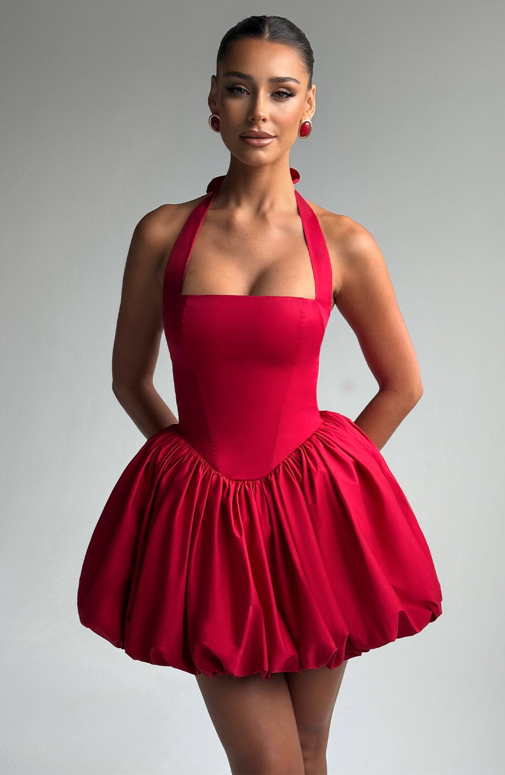 Red Puffball Mini Dress – Bold Statement Party Dress | Meave & Ivy