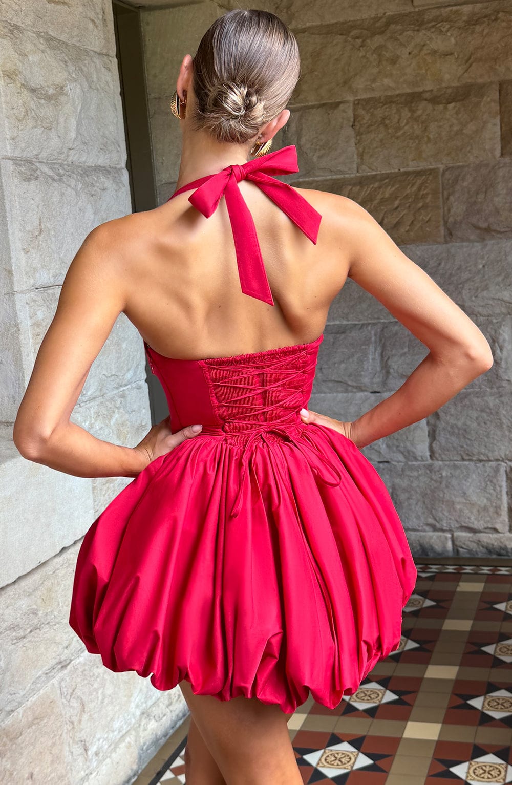 Red Puffball Mini Dress – Bold Statement Party Dress | Meave & Ivy