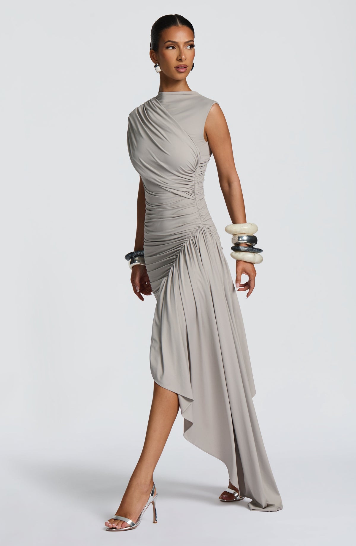 Grey Slinky Mini Dress – Sleek Bodycon Party Dress | Meave & Ivy