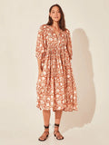 Orange Floral Ibiza Midi Dress – Women's Boho Summer Beach & Holiday Dress | Meave & Ivy