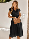 Black Ibiza V-Neck Midi Dress – Women's Boho Summer Beach & Holiday Dress | Meave & Ivy