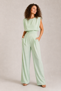 Mint Green Sleeveless Wide Leg Jumpsuit – Women's Elegant Occasion Jumpsuit