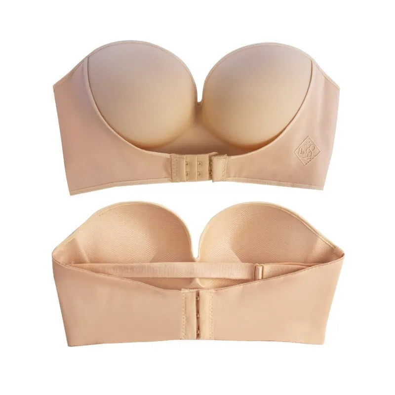 Women's Reinforced Strapless Bra with Push-Up Effect