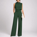 Women's High Neck Wide Leg Jumpsuit with Pockets