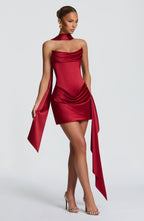 Deep Red Tailored Mini Dress – Elegant Structured Occasion Dress | Meave & Ivy