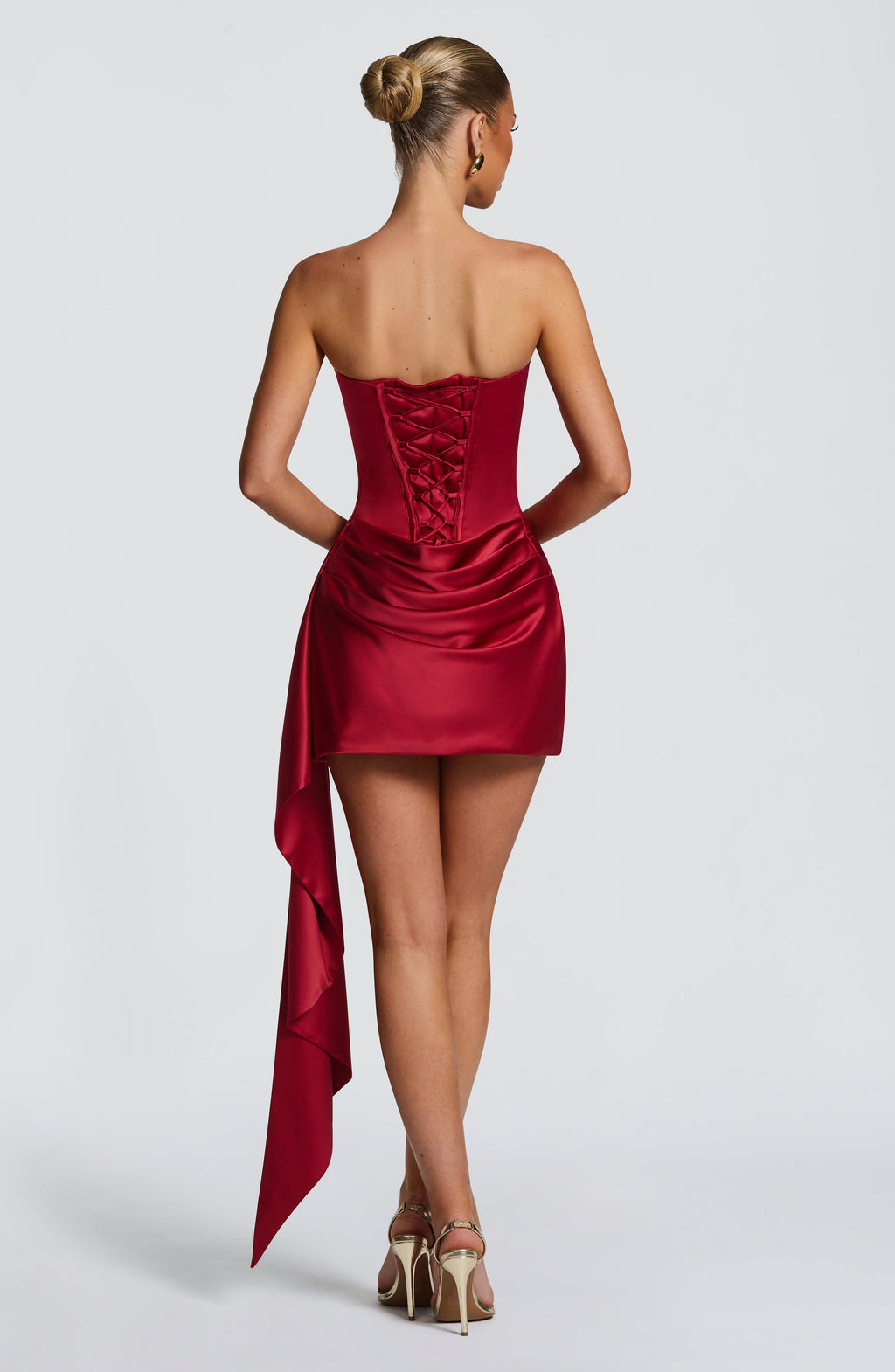 Deep Red Tailored Mini Dress – Elegant Structured Occasion Dress | Meave & Ivy