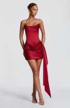Deep Red Tailored Mini Dress – Elegant Structured Occasion Dress | Meave & Ivy