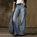 Women's Dark-Wash Wide-Leg Jeans – Full-Length Relaxed Denim