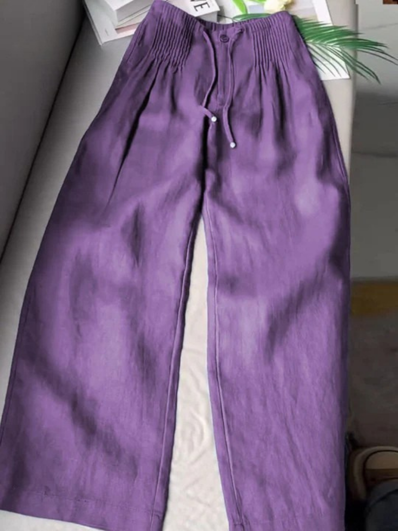 Women's Cotton-linen-look Wide-Leg Trousers