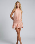 Chiffon Pleated Halter Neck Mini Dress