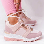 Comfort Wedge Trainers with Metallic Details – Breathable Platform Sneakers
