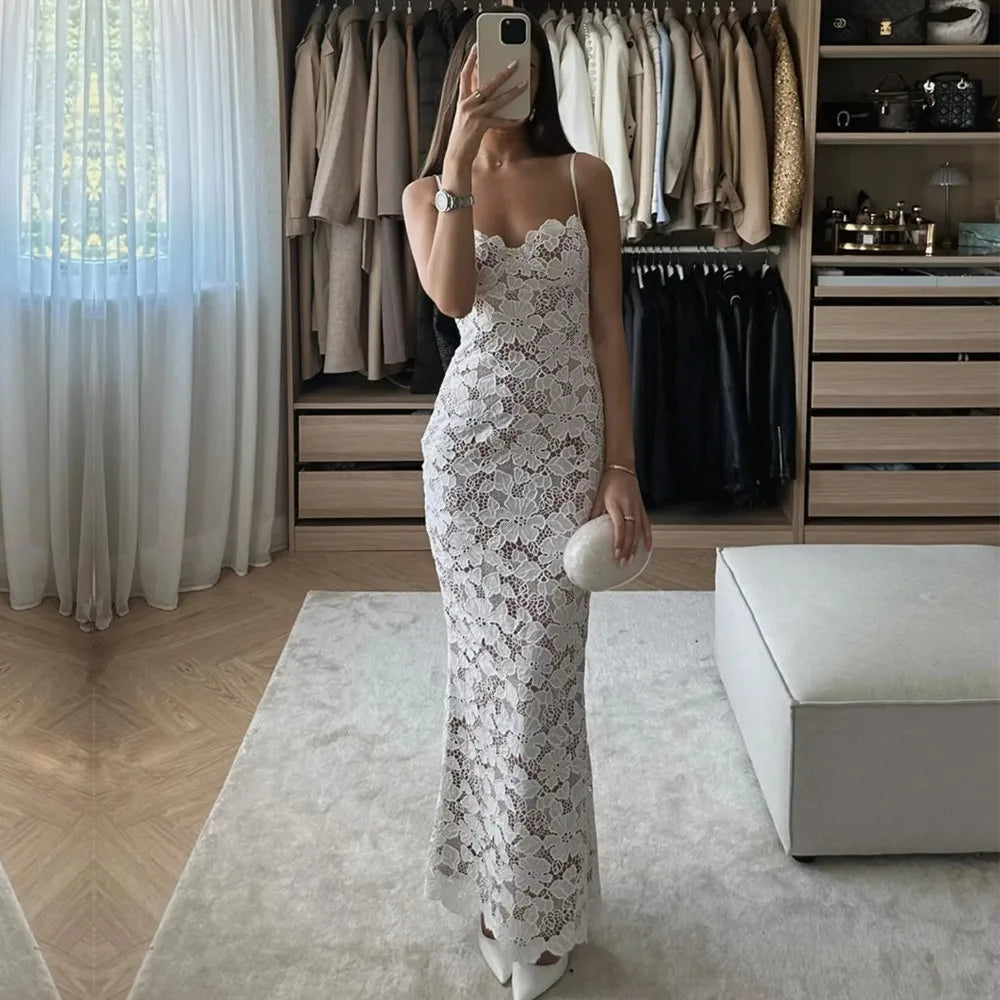 White Lace Sling Dress – Women's Summer Dress
