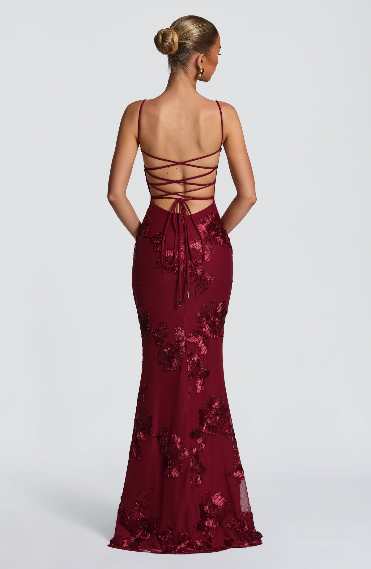 Burgundy Off-Shoulder Maxi Dress – Sculpted Evening Gown | Meave & Ivy