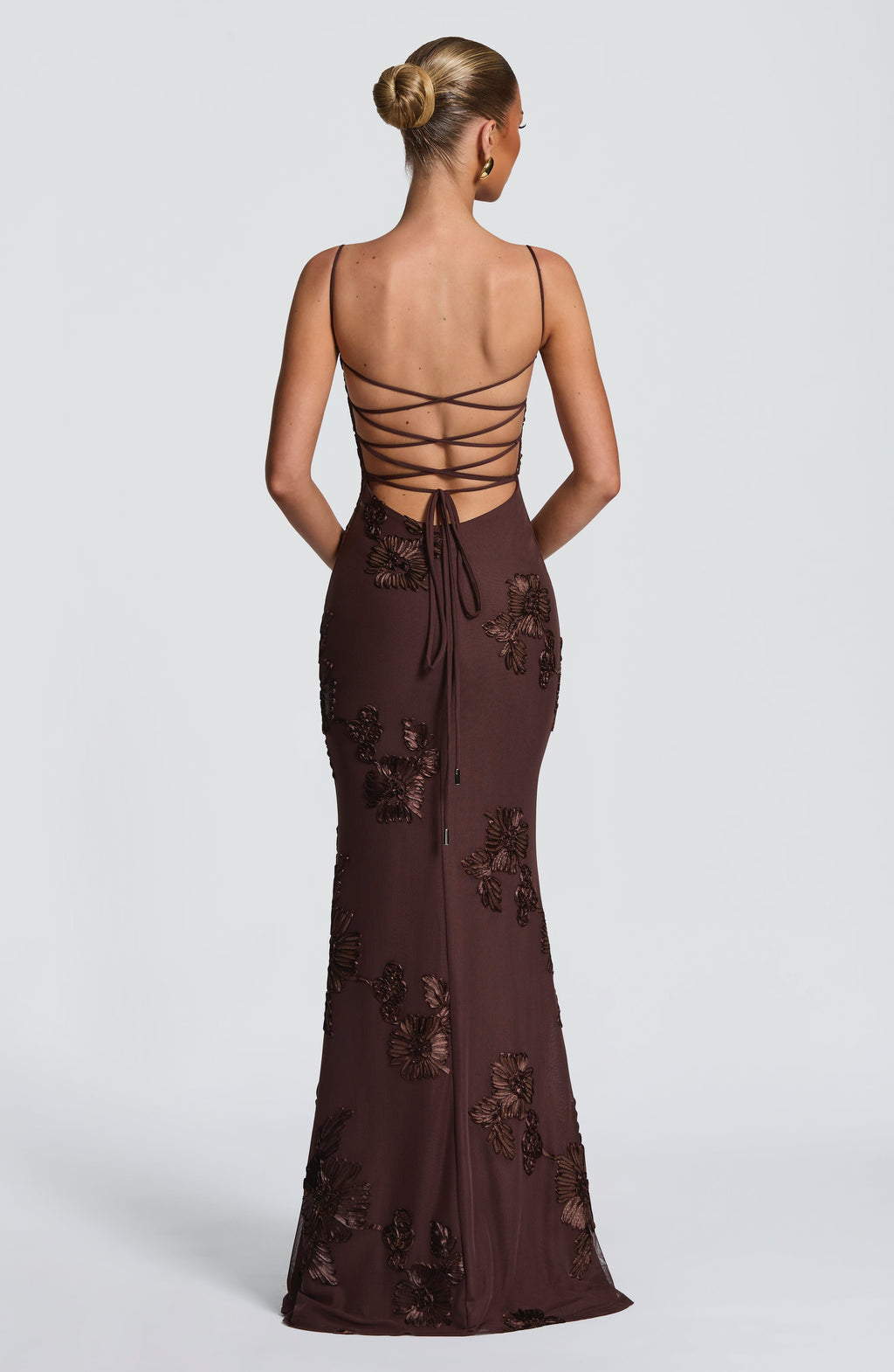Plum Brown Liquid Maxi Dress – Elegant Evening Gown | Meave & Ivy