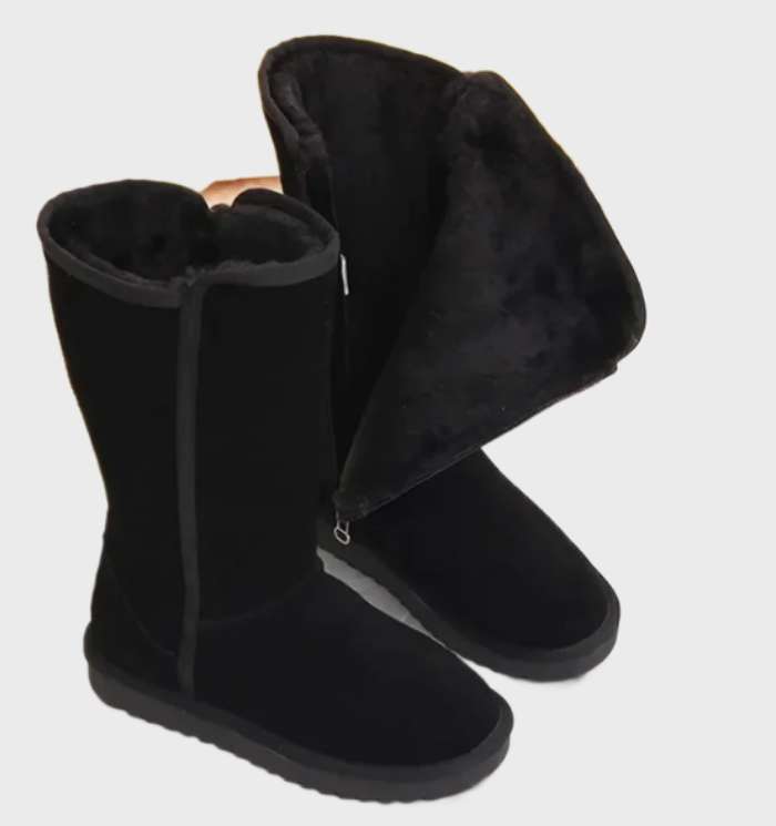 Warm Lined Suede Look Boots with Zip – Waterproof Winter Boots