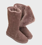 Warm Lined Suede Look Boots with Zip – Waterproof Winter Boots