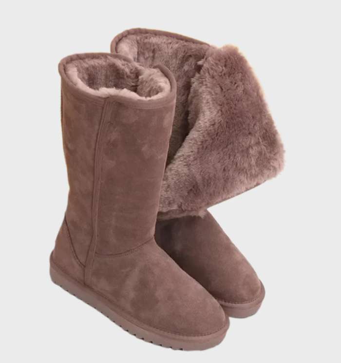Warm Lined Suede Look Boots with Zip – Waterproof Winter Boots