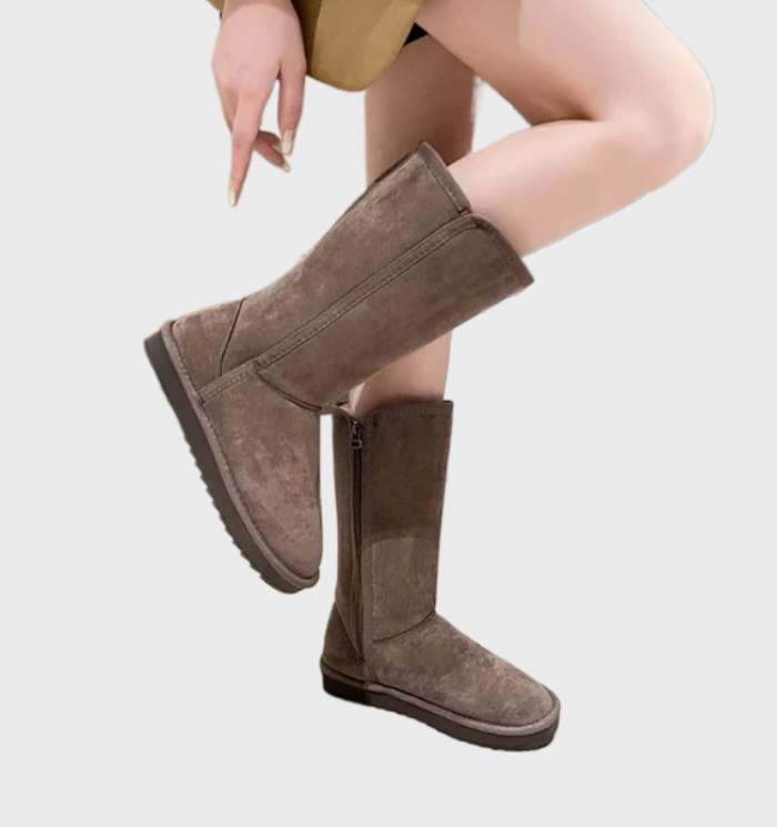 Warm Lined Suede Look Boots with Zip – Waterproof Winter Boots