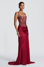 Burgundy Lace Corset Top – Elegant Statement Bustier | Meave & Ivy