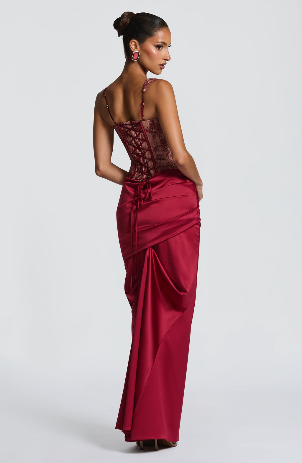 Burgundy Lace Corset Top – Elegant Statement Bustier | Meave & Ivy