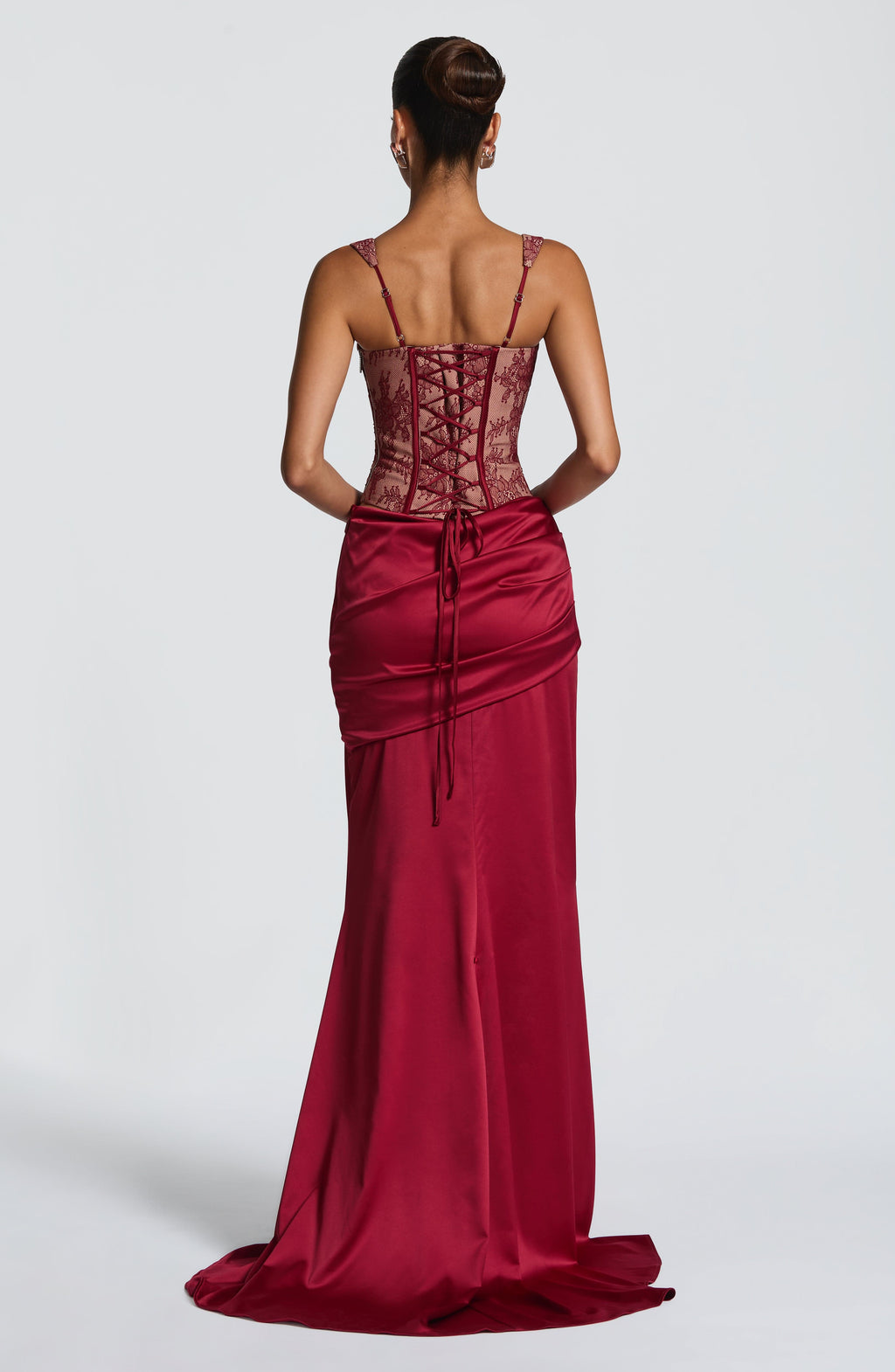 Burgundy Lace Corset Top – Elegant Statement Bustier | Meave & Ivy