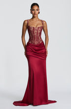 Burgundy Lace Corset Top – Elegant Statement Bustier | Meave & Ivy