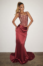Burgundy Lace Corset Top – Elegant Statement Bustier | Meave & Ivy