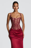 Burgundy Lace Corset Top – Elegant Statement Bustier | Meave & Ivy