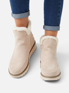 Suede-Look Wedge Ankle Boots with Faux Fur Trim