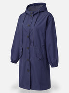 Long Waterproof Coat with Hood and Pockets – Sizes to 5XL