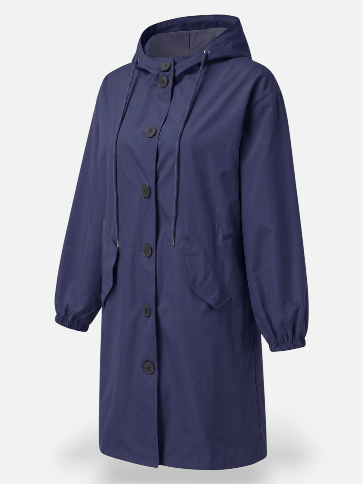 Long Waterproof Coat with Hood and Pockets – Sizes to 5XL
