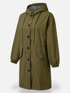 Long Waterproof Coat with Hood and Pockets – Sizes to 5XL