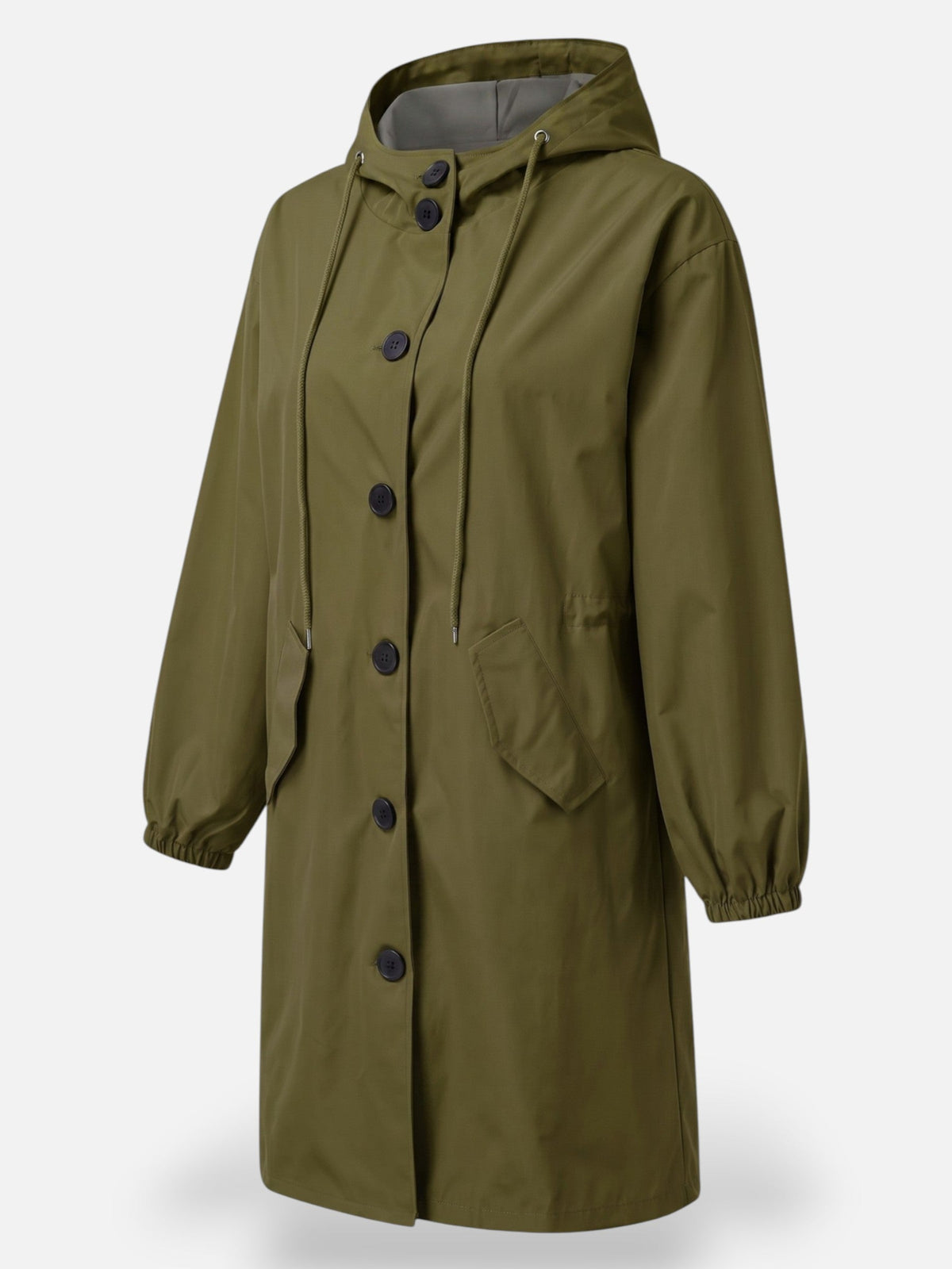 Long Waterproof Coat with Hood and Pockets – Sizes to 5XL