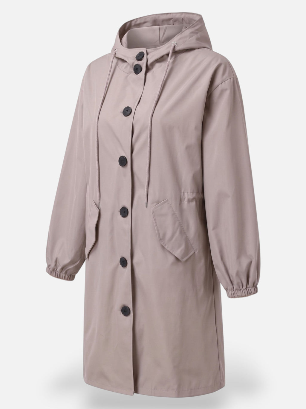 Long Waterproof Coat with Hood and Pockets – Sizes to 5XL