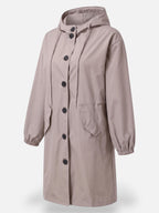 Long Waterproof Coat with Hood and Pockets – Sizes to 5XL