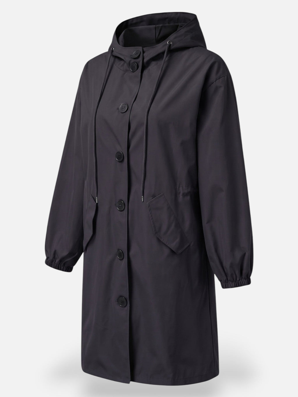 Long Waterproof Coat with Hood and Pockets – Sizes to 5XL
