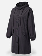 Long Waterproof Coat with Hood and Pockets – Sizes to 5XL