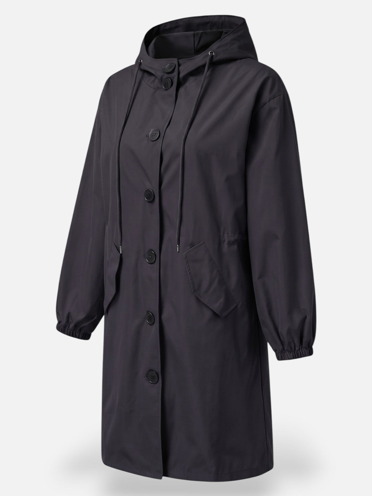 Long Waterproof Coat with Hood and Pockets – Sizes to 5XL