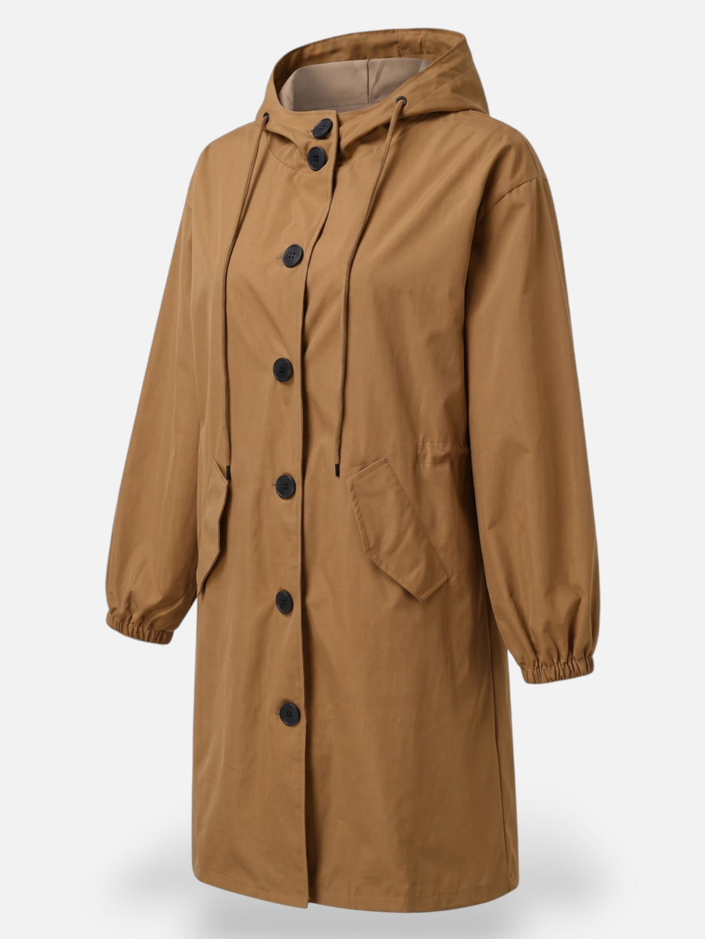 Long Waterproof Coat with Hood and Pockets – Sizes to 5XL