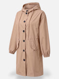 Long Waterproof Coat with Hood and Pockets – Sizes to 5XL