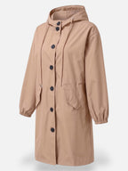 Long Waterproof Coat with Hood and Pockets – Sizes to 5XL