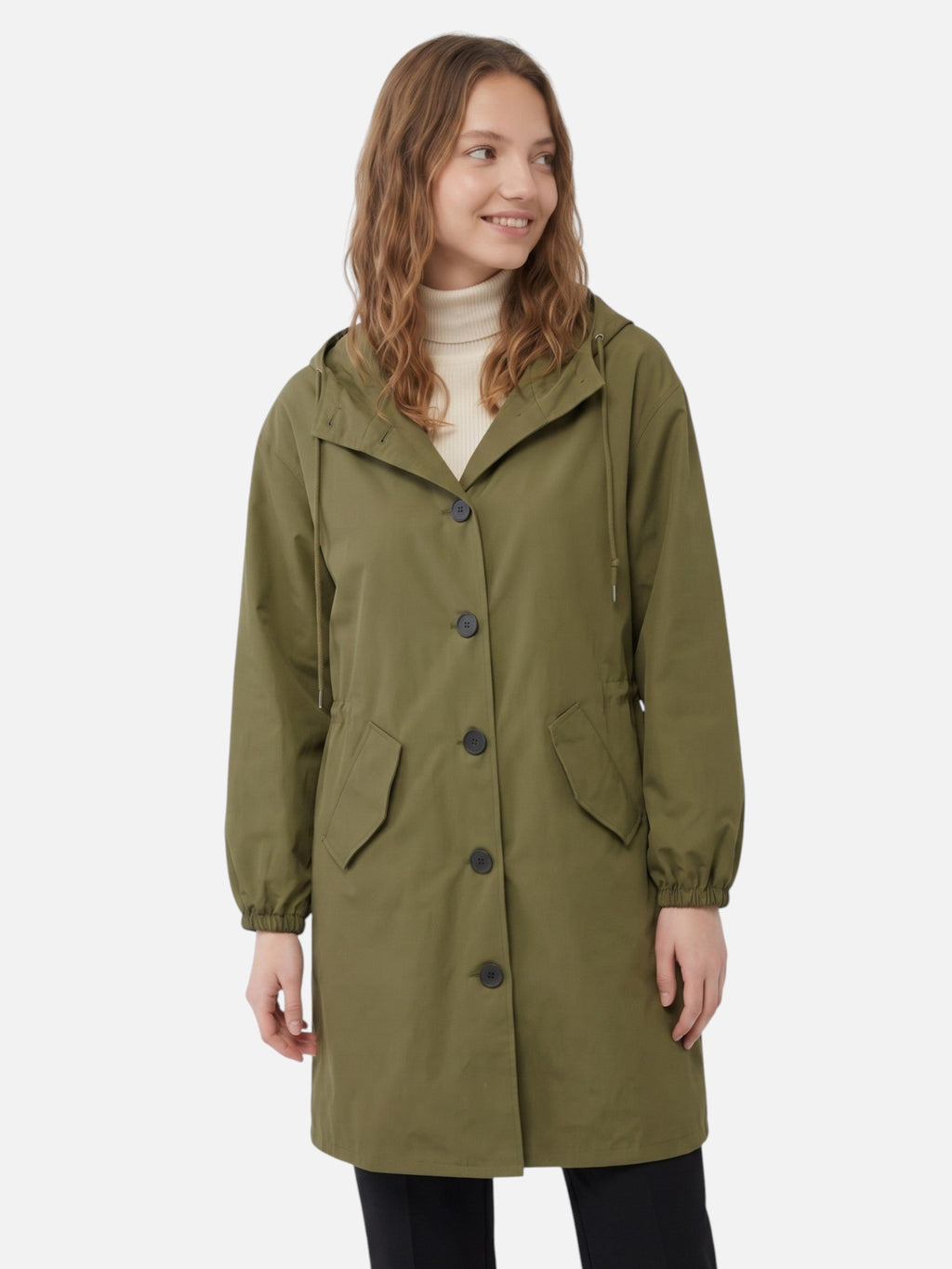 Long Waterproof Coat with Hood and Pockets – Sizes to 5XL