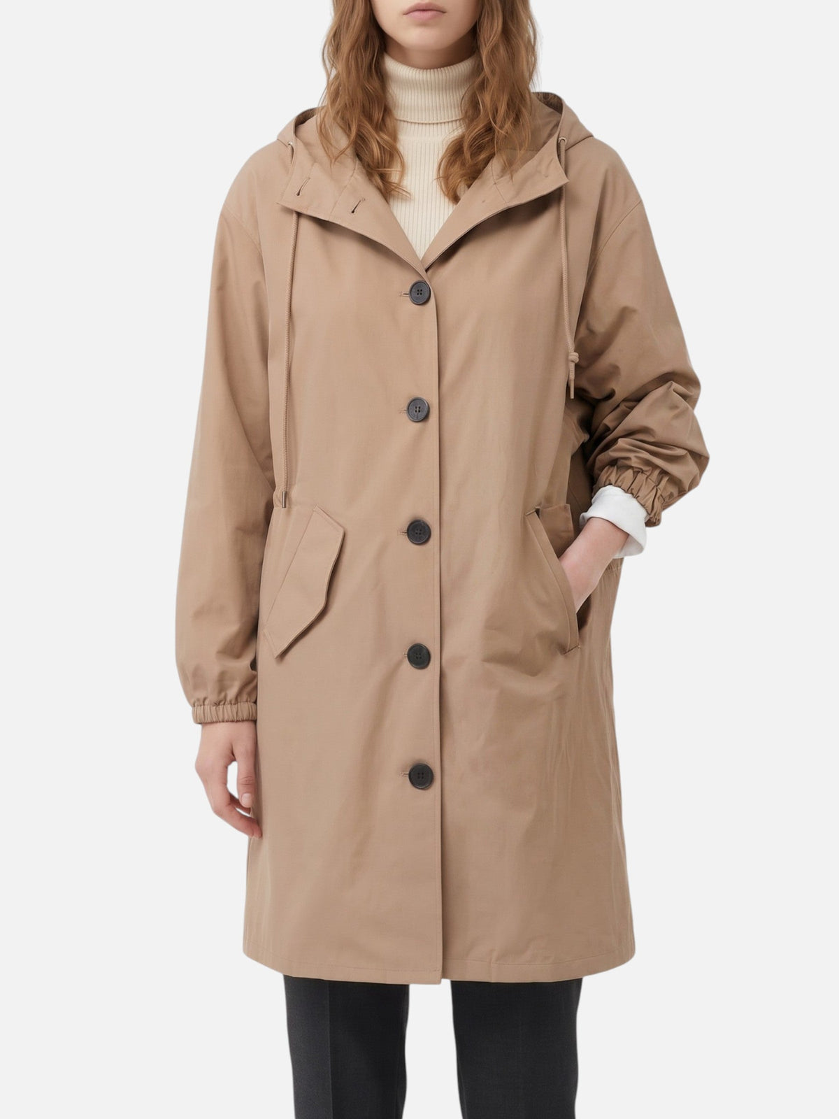 Long Waterproof Coat with Hood and Pockets – Sizes to 5XL